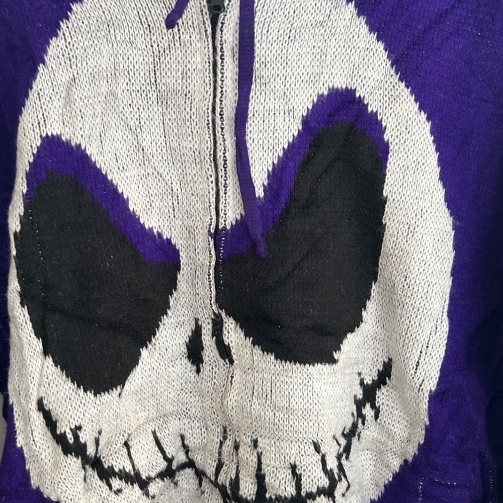 Purple Jack Skellington Disney Yarina Indigenous Hoodie Alpaca Medium M VTG - Picture 5 of 10